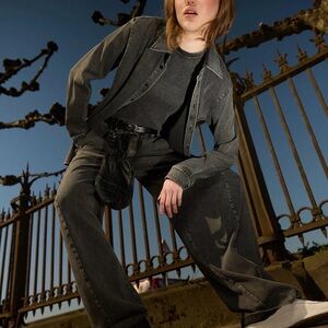 TIBI Washed Black Winslow Pant, Lightweight Stretch Jersey, Small